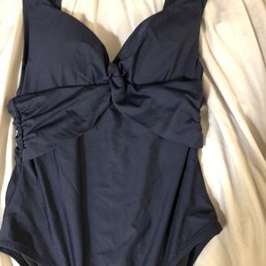 J.Crew Twist One-Piece Swimsuit Navy Blue NWT